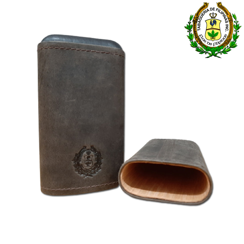 Estuche de cuero para cigarro tamaño Robusto (estuche rígido marrón oscuro)
