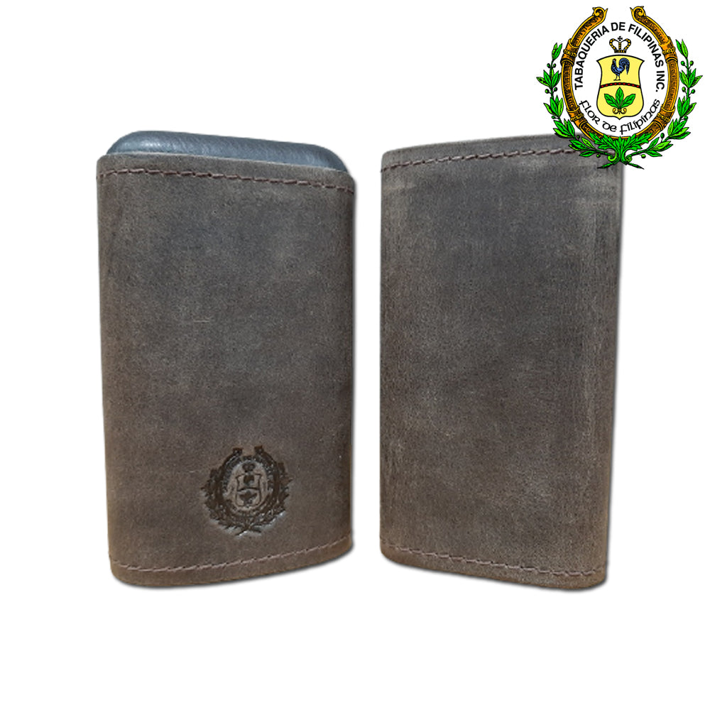 Estuche de cuero para cigarro tamaño Robusto (estuche rígido marrón oscuro)