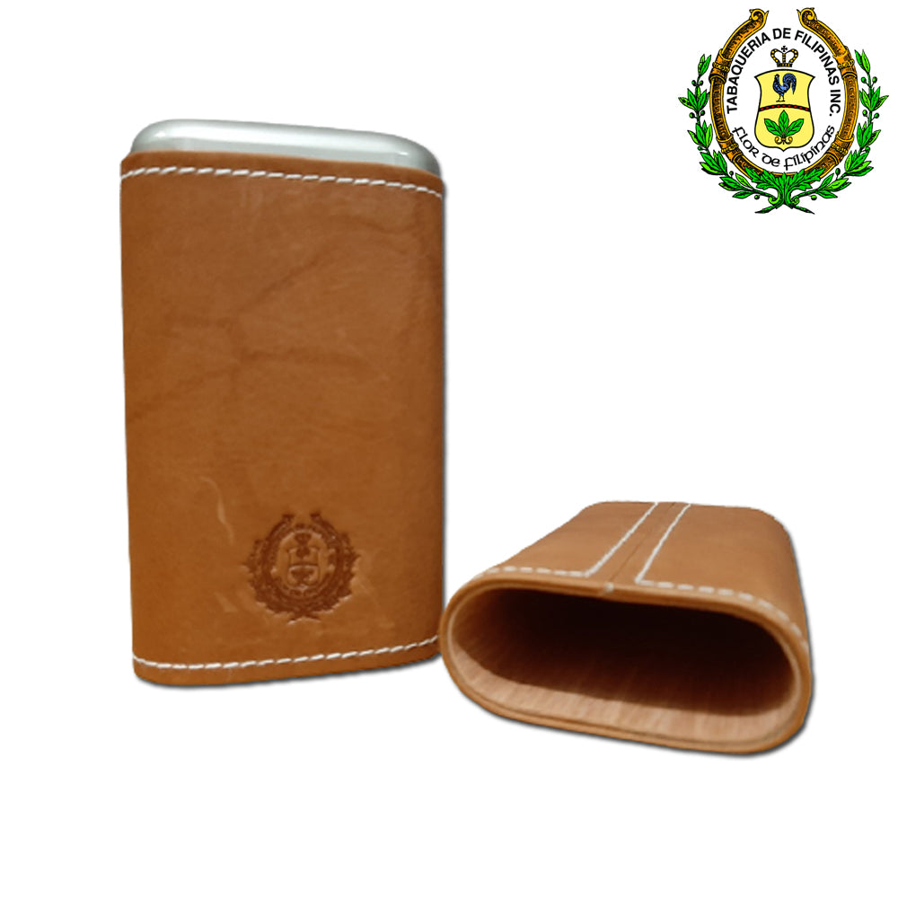 Estuche de cuero para puros de tamaño Robusto (estuche rígido marrón claro)