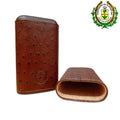 Estuche de cuero para cigarros Robusto (Estuche rígido de avestruz marrón)