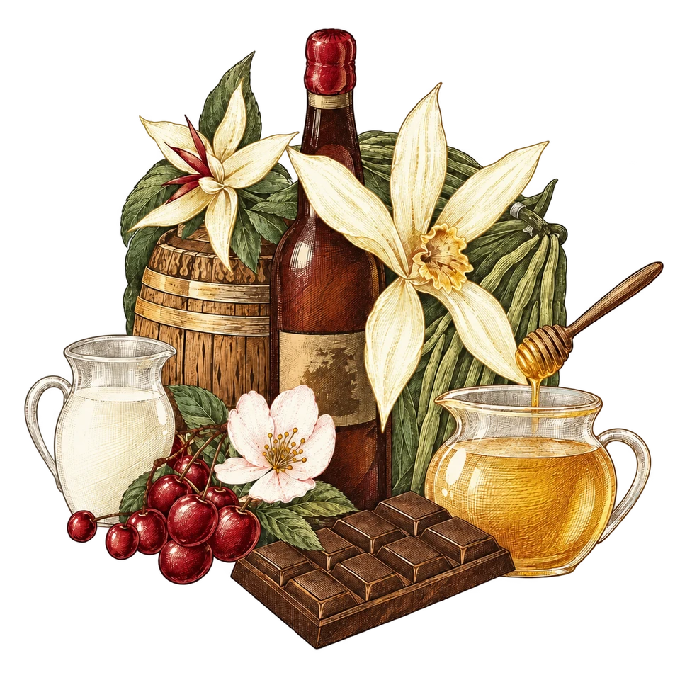 Gourmet Assorted engraved flavor illustration