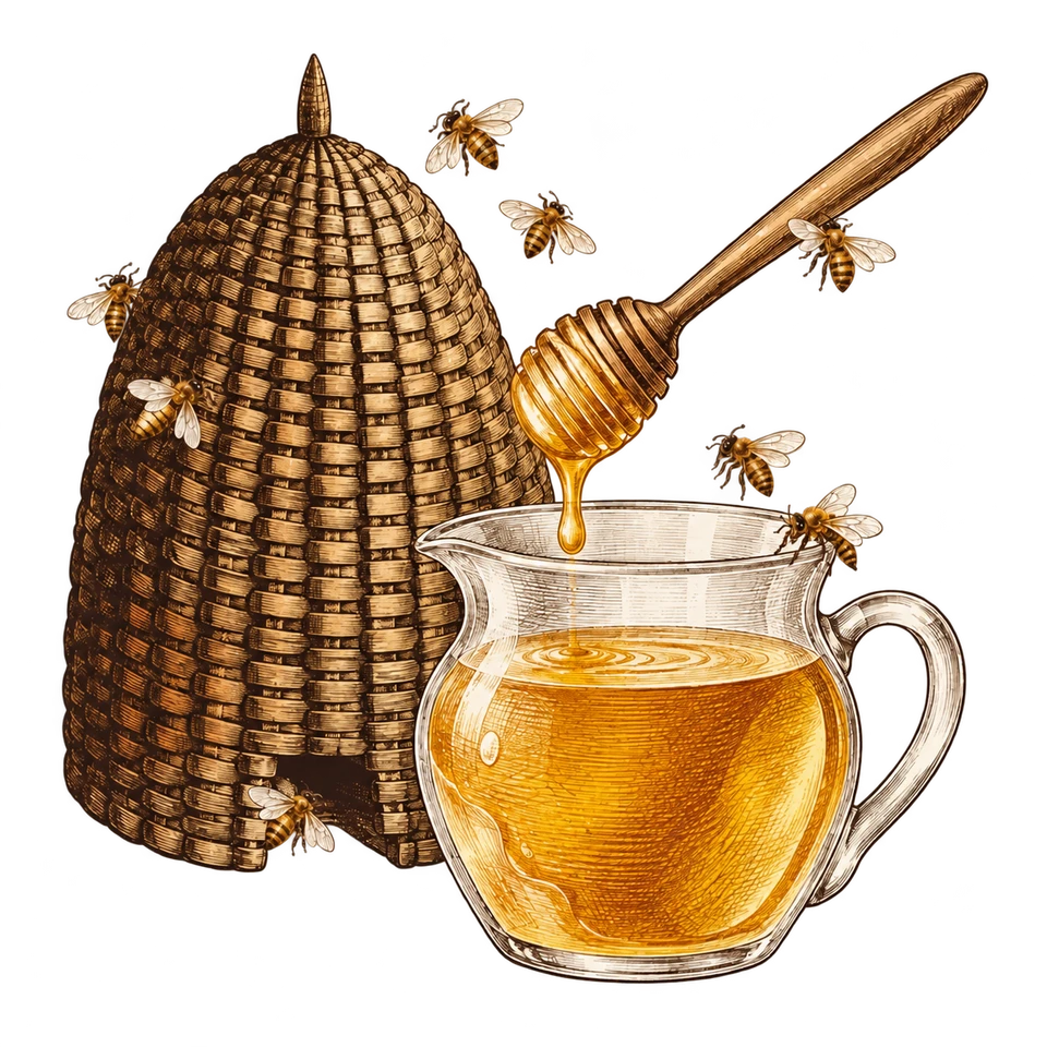 Honey Nectar engraved flavor illustration