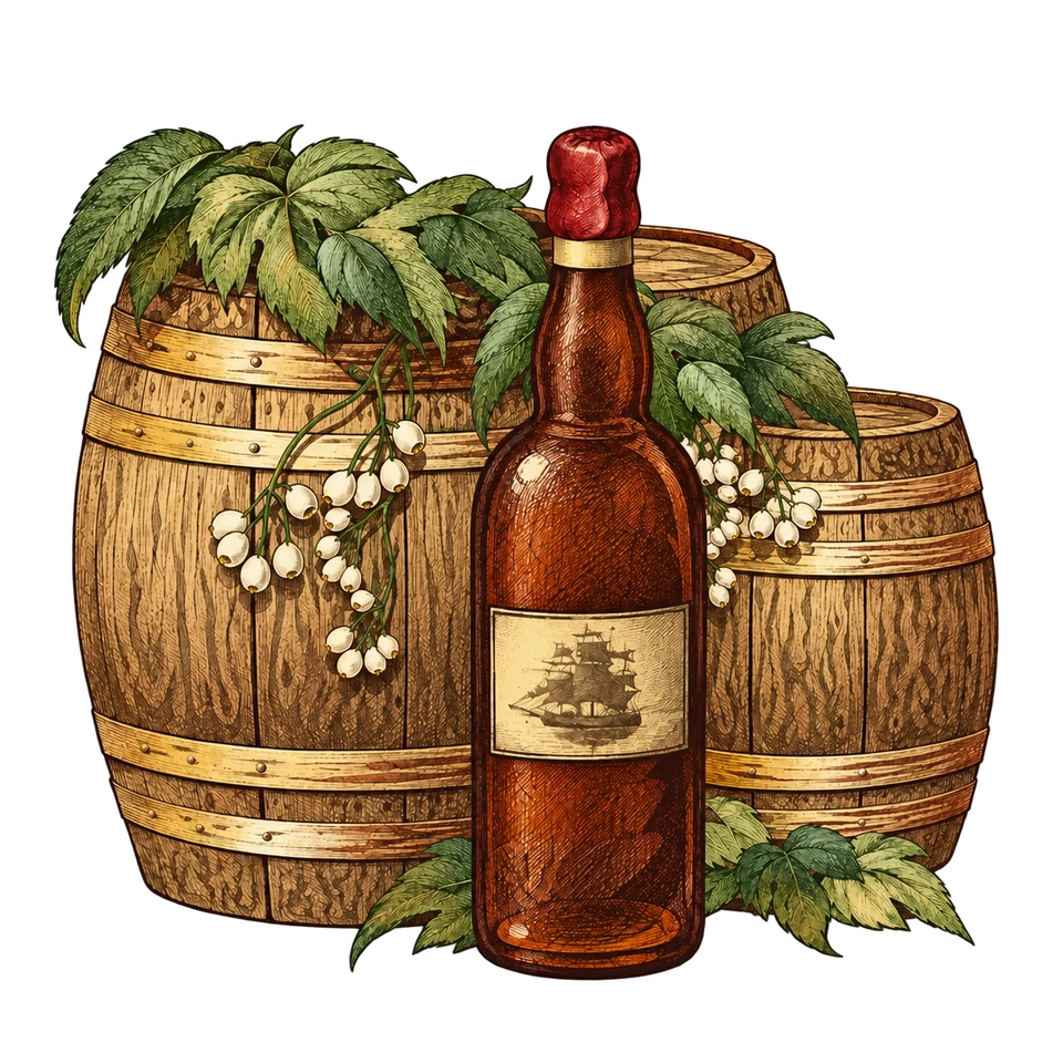 Spiced Rum engraved flavor illustration